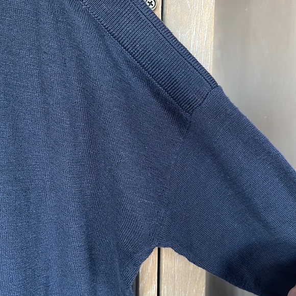 Vince dark navy size small petite cotton long sleeve shirt - Picture 7 of 11